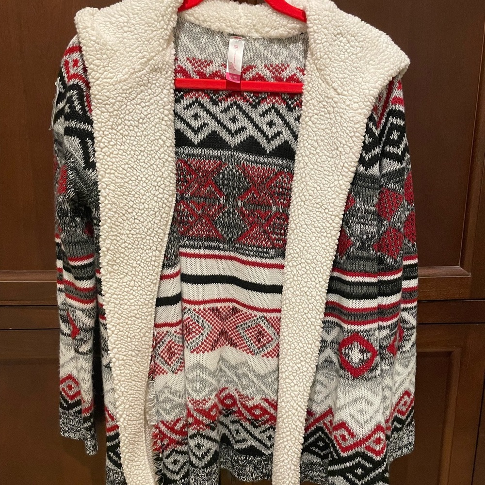 Fluffy hoodie cardigan